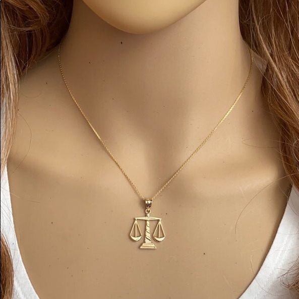 10k Solid Gold Scales Of Justice Pendant Necklace 464$